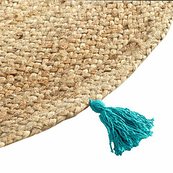 Paris Prix Tapis Déco Rond en Jute Shira 120cm Turquoise