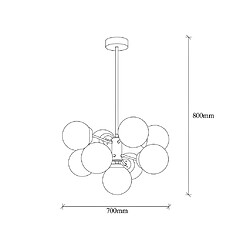 Vente-Unique Suspension en métal - 9 globes - H. 80 cm - Blanc et doré - MUDONI pas cher