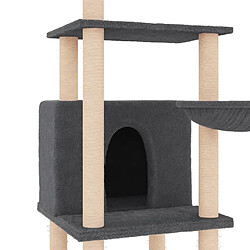 Acheter Helloshop26 Arbre à chat meuble tour grimper jouet grattage grattoir escalade plateforme avec griffoirs en sisal foncé 132 cm gris 02_0022655