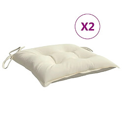 vidaXL Coussins de chaise lot de 2 blanc crème 40x40x7 cm tissu oxford