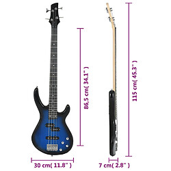 vidaXL Guitare basse électrique de débutants sac bleu et noir 4/4 46" pas cher