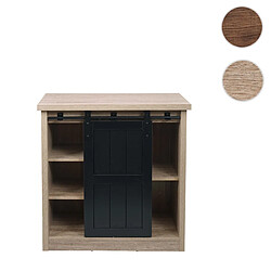 Mendler Commode HWC-K75, armoire étagère, porte coulissante 5 compartiments de rangement, aspect bois métal industriel 84x80x40cm ~ naturel