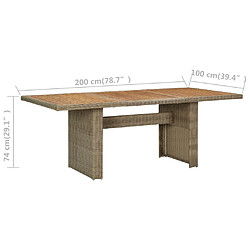 vidaXL Table à manger de jardin Marron 200x100x74 cm Résine tressée pas cher