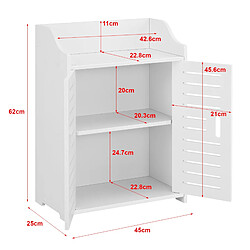 Helloshop26 Meuble de salle de bain design avec étagères meuble de rangement à 2 portes bois composite 62 cm blanc 03_0005832