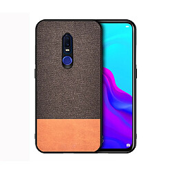 Wewoo Coque Rigide Housse de protection en tissu PU épissage antichoc pour OPPO R19 Marron