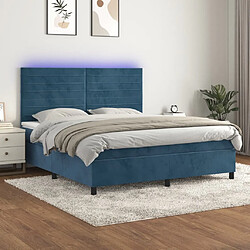 Sommier à lattes LED,Cadre à lattes de lit avec matelas pour Adulte Bleu foncé 160x200 cm -MN95206