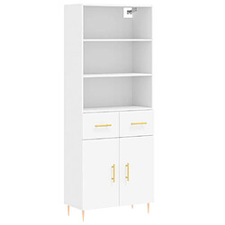 vidaXL Buffet haut Blanc 69,5x34x180 cm Bois d'ingénierie