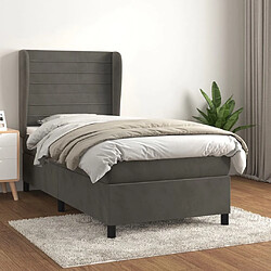 Maison Chic Lit Adulte - Lit simple Lit à sommier tapissier et matelas moelleux - Meuble de Chambre - Gris foncé 80x200 cm Velours -MN87787