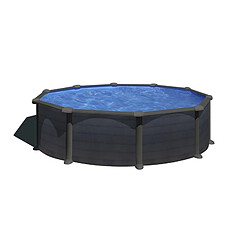 Piscine ronde en acier Gre Kea 460x120 cm avec échelle avec plateforme et purificateur de sable 4 000 L/h, couleur anthracite