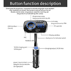 Avis INF Transmetteur FM sans fil pour voiture LED 7 couleurs QC3.0 chargeur rapide