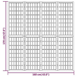 vidaXL Cloison de séparation pliable 4 panneaux 160x170 cm Noir pas cher