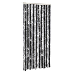 vidaXL Rideau anti-mouches gris et noir 90x200 cm chenille