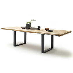 Pegane Table à manger extensible en chêne sauvage massif huilé / anthracite - L.180-280 x H.77 x P.100 cm