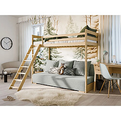 Kids Literie LIT MEZZANINE ET CANAPE SAFINO 90 x 200 / 140 x 200 Pin - gris