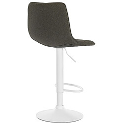 Avis Decoshop26 Tabouret de bar chaise haute x1 avec repose-pieds incurvé en tissu taupe structure métallique blanc 10_0005154