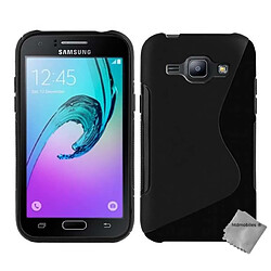 Htdmobiles Coque silicone gel fine pour Samsung Galaxy J1 (2016) + verre trempe - NOIR