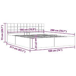 vidaXL Cadre de lit à rangement hydraulique sans matelas 180x200 cm pas cher