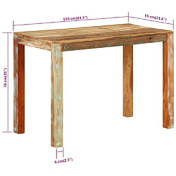 vidaXL Table de salle à manger 110x55x76cm Bois massif de récupération pas cher