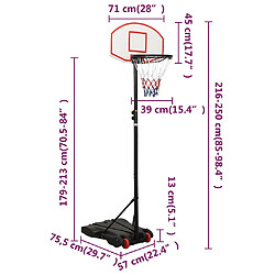 vidaXL Support de basket-ball Blanc 216-250 cm Polyéthylène pas cher