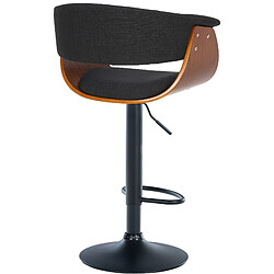 Avis Decoshop26 Tabouret de bar design moderne siège réglable en hauteur et pivotant en tissu noir coque en bois noyer et métal noir 10_0005453