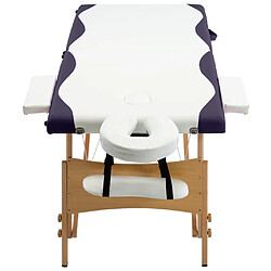 Avis vidaXL Table de massage pliable 2 zones Bois Blanc et violet