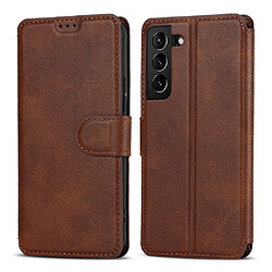 Etui en PU style vintage, fonction de blocage RFID, magnétique avec support marron foncé pour votre Samsung Galaxy S22 5G