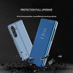 Htdmobiles Housse pour Samsung Galaxy A05s - etui coque portefeuille clear view miroir + film ecran - BLEU