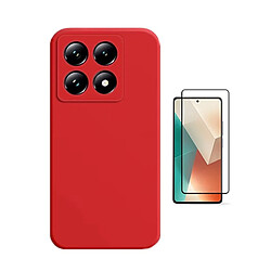 Kit De Film En Verre Trempé À Coque Complète 5D + Coque En Silicone Liquide Phonecare Pour Xiaomi 14T - Rouge