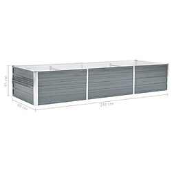 vidaXL Lit surélevé de jardin Acier galvanisé 240x80x45 cm Gris pas cher