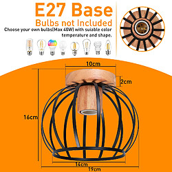 Stoex (2X) Plafonnier Moderne Lampe de Plafond Cage en Métal Plafonnier Rétro Luminaire Plafonnier Intérieurs Pour Couloir Chambre Cuisine Salon, Noir pas cher