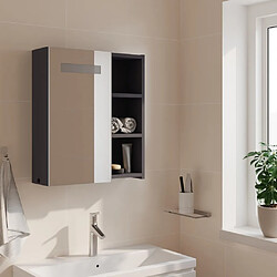 Avis Maison Chic Armoire de salle de bain,Meuble de rangement,Meuble haut à miroir avec LED gris 45x13x52 cm -GKD997461