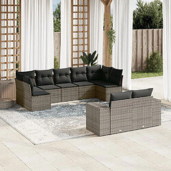 Maison Chic Ensemble Tables et chaises d'extérieur 9 pcs avec coussins,Salon de jardin gris résine tressée -GKD479012