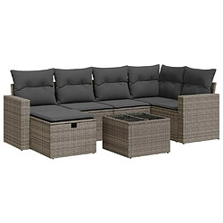 vidaXL Salon de jardin avec coussins 7 pcs gris résine tressée