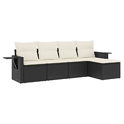 Maison Chic Ensemble de 5 Tables et chaises d'extérieur avec coussins,Salon de jardin noir résine tressée -GKD456182