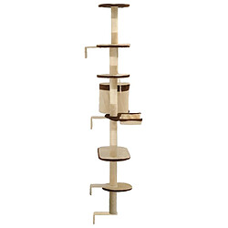 Avis Helloshop26 Arbre à chat griffoir grattoir niche jouet animaux peluché en sisal montage mural 194 cm beige et marron 3702091