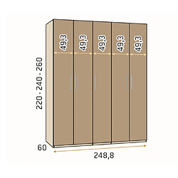 Inside 75 Armoire Dressing fermé 3 cotés structure Tundra façade Legend Pizzara laquée hauteur 240 cm