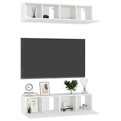 Avis Maison Chic Meubles TV 4 pcs | Banc TV Moderne pour salon | Meuble de Rangement Blanc brillant 60x30x30 cm Aggloméré -MN48883