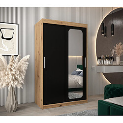 Abiks Meble Armoire PROMO T2 À Portes Coulissantes 200/120/62 2 Portes (Artisan/Noir)