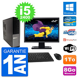 PC Dell 990 DT Ecran 22" Intel i5-2400 RAM 8Go Disque Dur 1To Windows 10 Wifi - Occasion