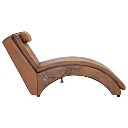 Avis Maison Chic Chaise longue de massage avec oreiller| Bain de soleil Relax | Transat Marron Similicuir daim -GKD72027