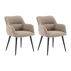 Vente-Unique Lot de 2 chaises avec accoudoirs en tissu et métal noir - Beige- HEKA