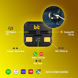 Acheter Transmetteur FM compatible avec la technologie bluetooth NGS SPARK BT CURRY pour voiture/ camion. Mains libres. écran LED couleur jaune.206 canaux.