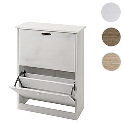 Mendler Meuble à chaussures HWC-K45, armoire à chaussures, 81x60x25cm 2 abattants, MDF en paulownia ~ blanc shabby