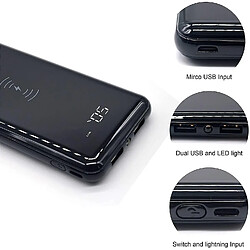 Universal Banque d'alimentation sans fil, banc d'alimentation de 10000mAh de haute capacité, QI Portable Chargeur sans fil rapide USB Type C Batteries externes, noir pas cher