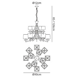 Luminaire Center Suspension Akira 2 Tier 12 Ampoules E14, chrome poli avec Abat jour noirs