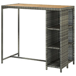 Avis vidaXL Table de bar avec rangement Gris 120x60x110 cm Résine tressée