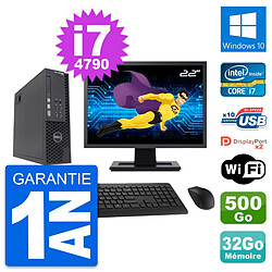 PC Dell T1700 SFF Ecran 22" Intel i7-4790 RAM 32Go Disque 500Go Windows 10 Wifi - Occasion