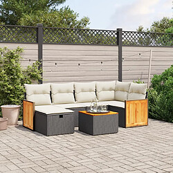 Maison Chic Ensemble Tables et chaises d'extérieur 7pcs avec coussins,Salon de jardin noir résine tressée -GKD612186