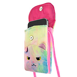 Avizar Pochette Bandoulière pour Smartphone en Tissu Design Chat Arc en Ciel