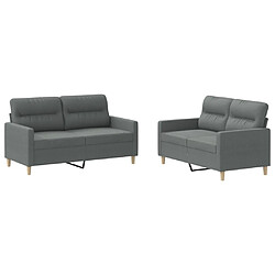 Maison Chic Ensemble de canapés 2 pcs avec coussins, Canapé droit Sofa pour Salon Gris foncé Tissu -GKD330267